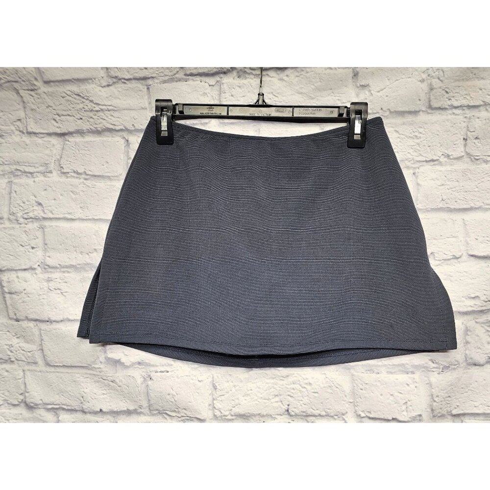 EVOLUTION M DARK GRAY BLUE CLUB STRETCH RIBBED MINI SIDE SLIT SKIRT SKORT